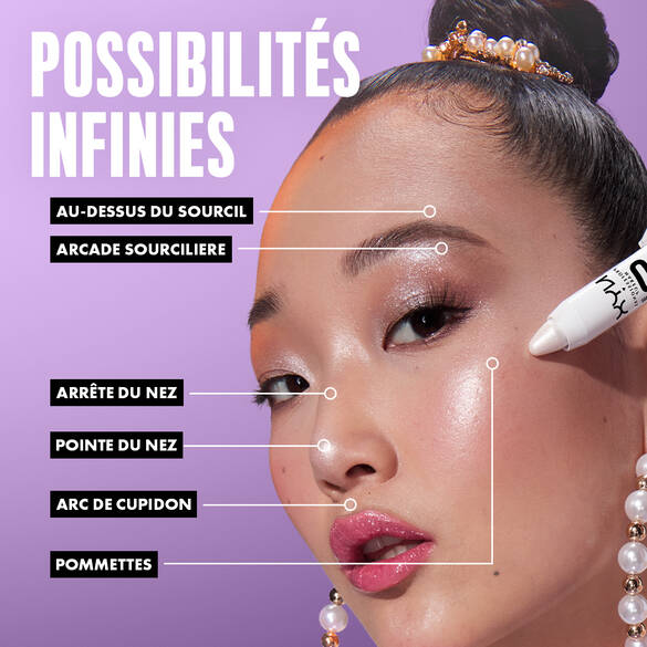 Multi-use face highlighter on your cheek, lips and nose.