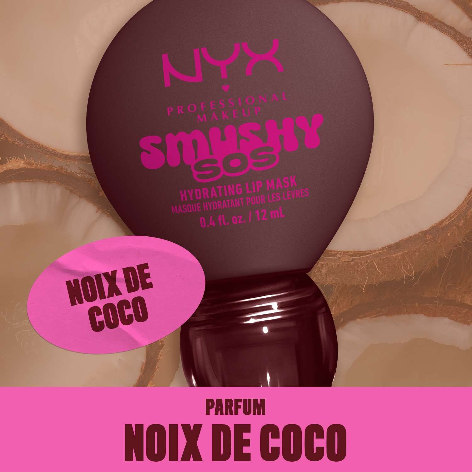 NYX Professional Makeup Smushy SOS Hydrating Lip Mask, Coconut Calm, coconut scent