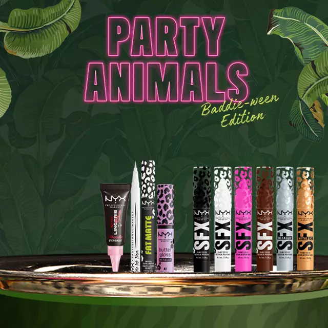 Revelez la baddie qui est en vous pour Halloween avec la collection Party Animals de NYX Professional Makeup, une gamme de maquillage festif et de peintures SFX aux motifs leopard sauvages.