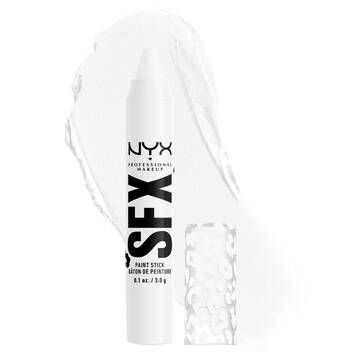 NYX Professional Makeup Party Animals SFX Face & Body Paint Stick in Giving Ghost, a white paint stick shown with a white paint swatch.