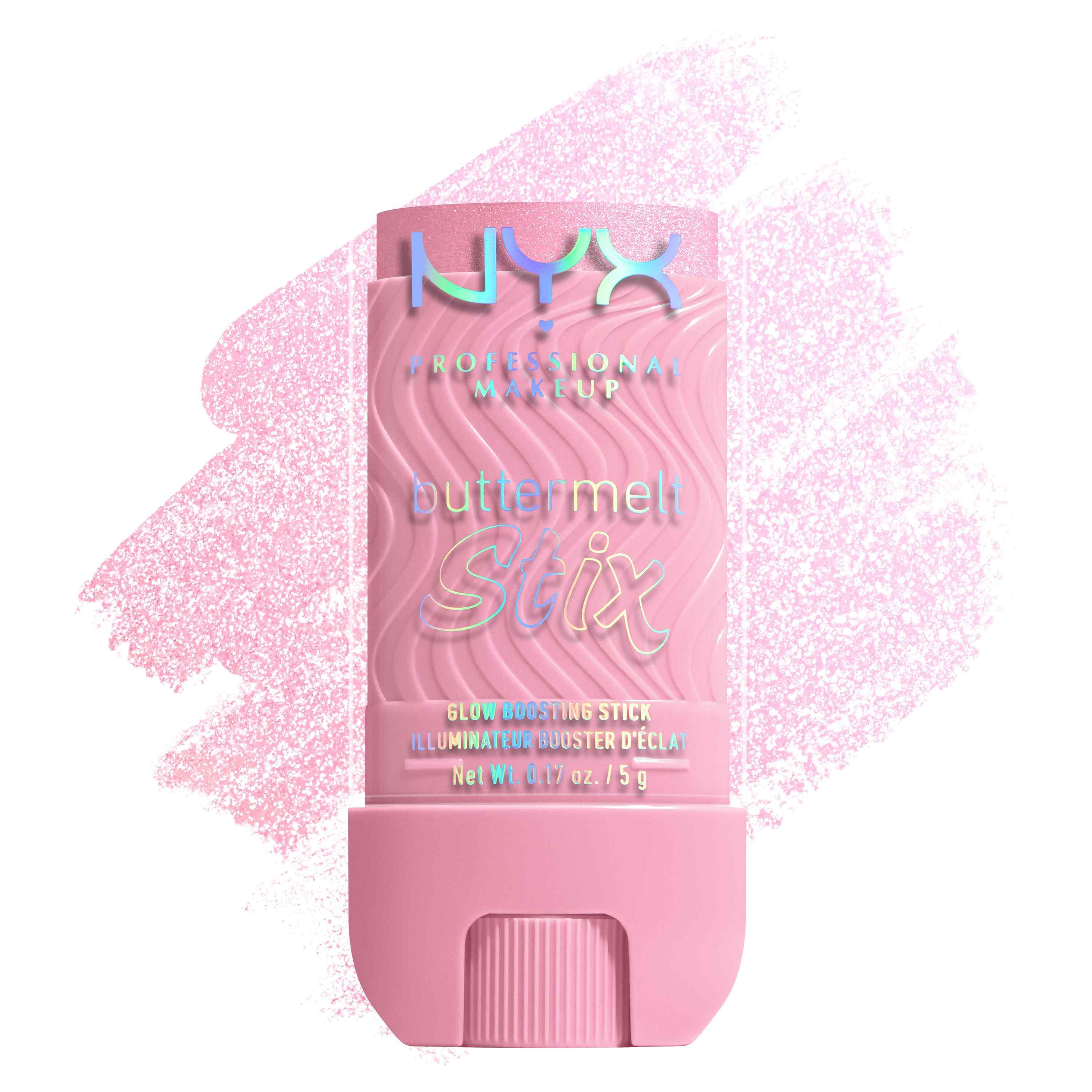 Buttermelt Stix packshot solider show on top of product swatch in shade 04 My Melt Era