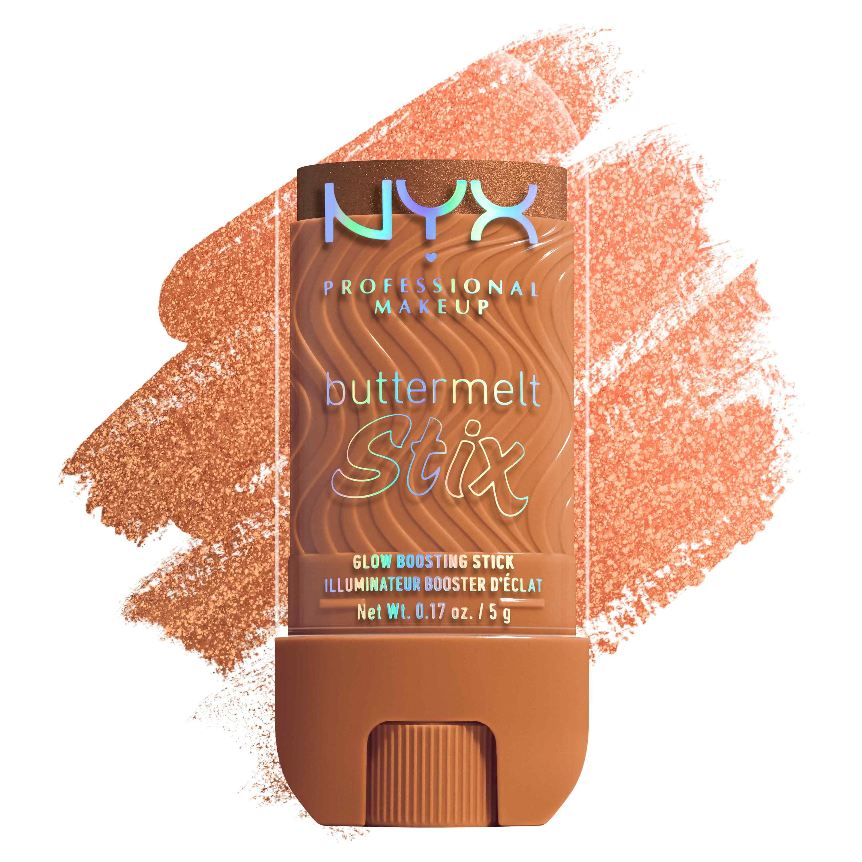 Buttermelt Stix packshot solider show on top of product swatch in shade 12 It's Giving Melt