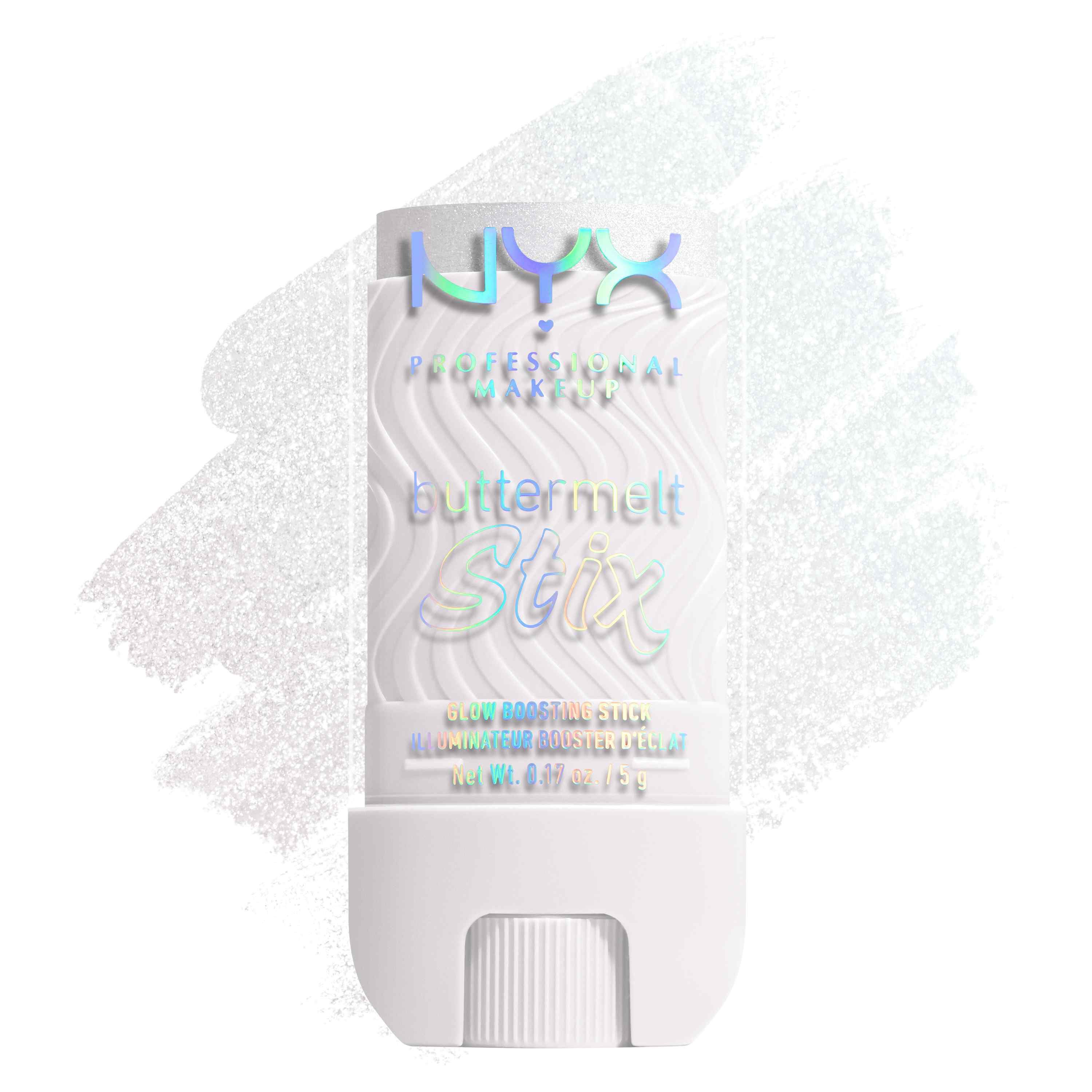 Buttermelt Stix packshot solider show on top of product swatch in shade 03 That's So Melt