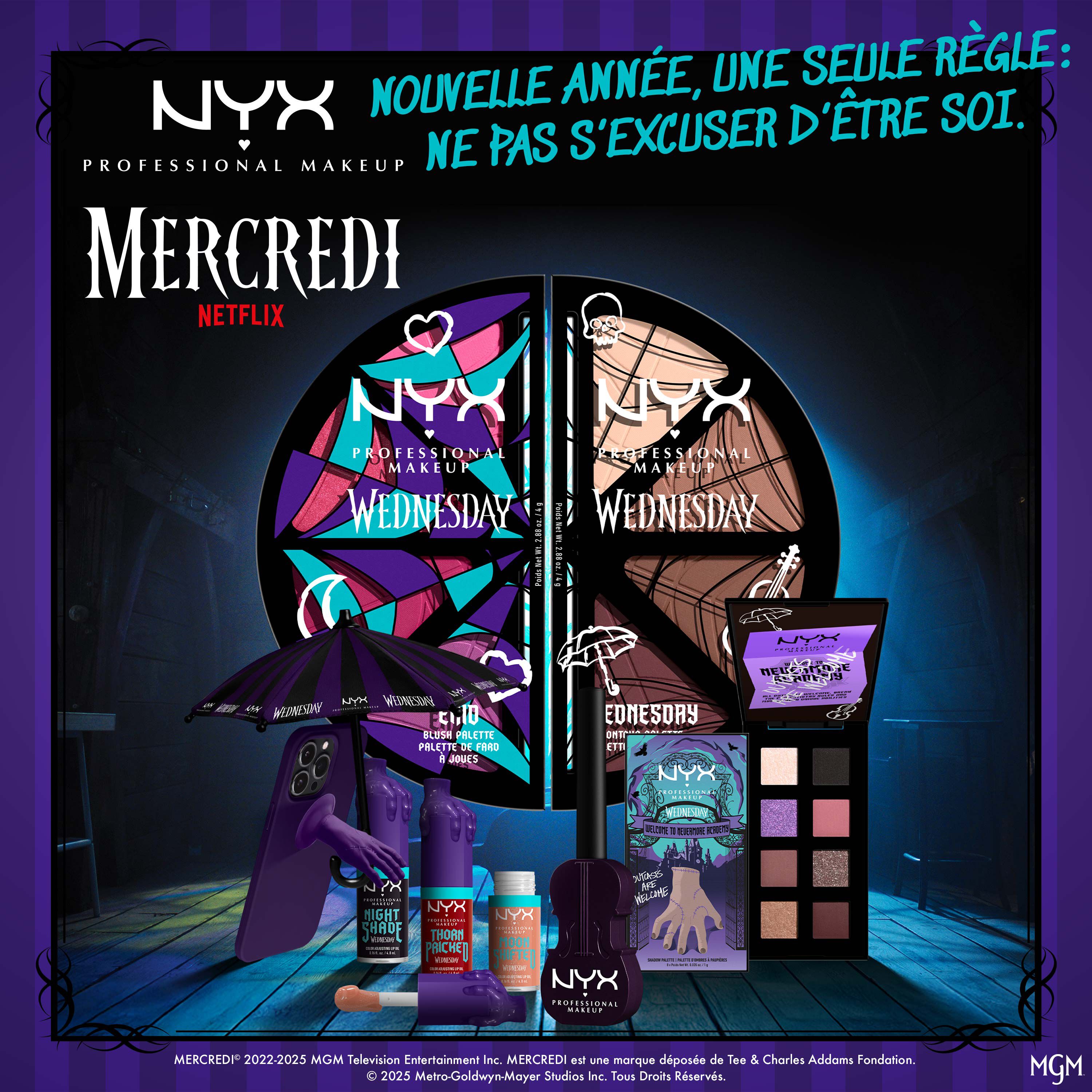NYX Professional Makeup x Mercredi, Mini Parapluie pour Telephone