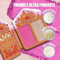 Displays an open "Buttermelt Face Palette" and highlights key ingredients like "SHEA BUTTER," "MANGO BUTTER," and "ALMOND BUTTER" under the heading "BUTTER RICH FORMULA" in Buttermelt Face Palette shade 01 Light/Medium