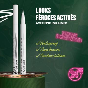 NYX Professional Makeup Party Animals Epic Ink Liner in Phantom Lines displayed upright, highlighting waterproof, smudge-proof and intensely pigmented wear.