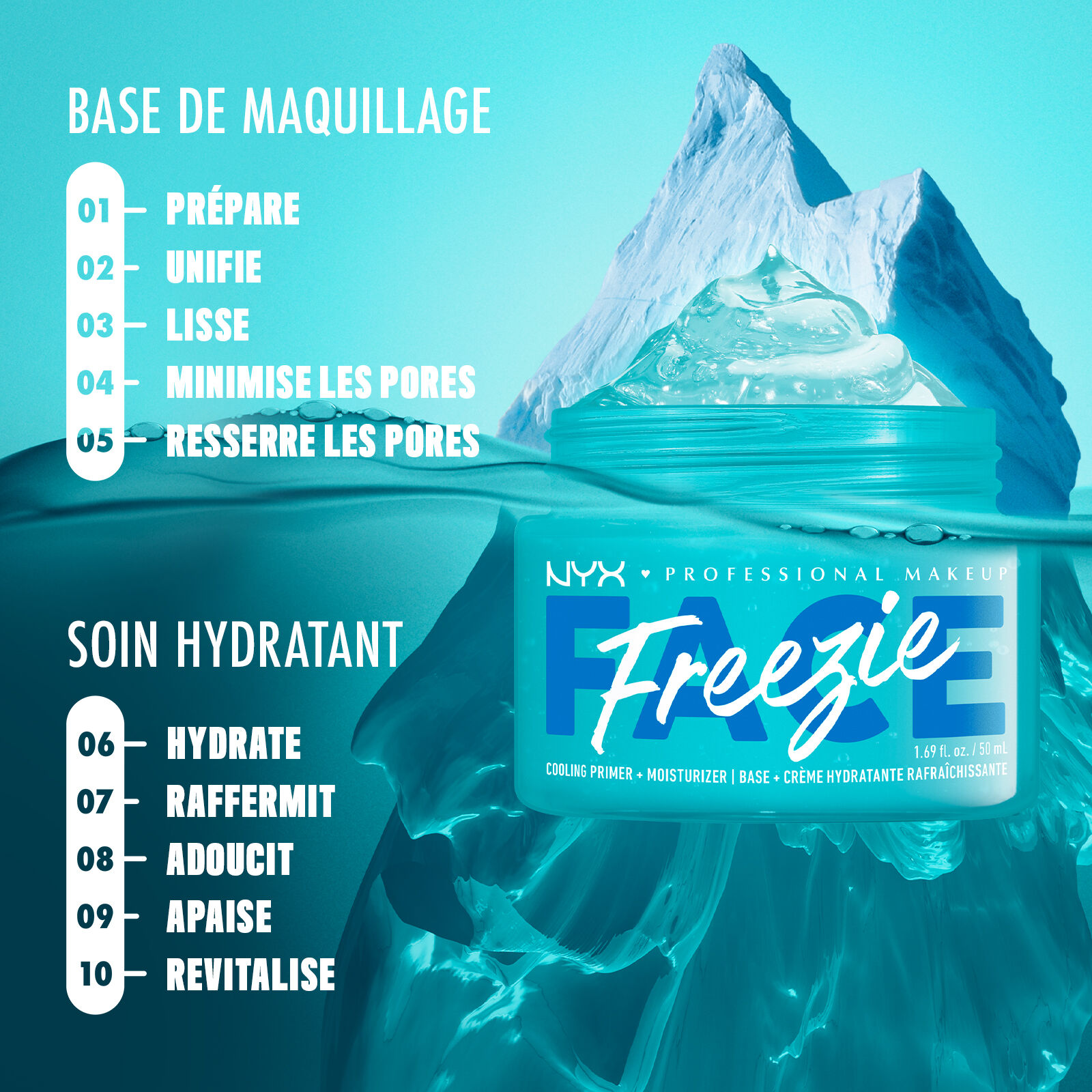 FACE FREEZIE Primer + Soin Hydratant 2-en-1 Rafraichissant
