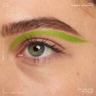 Close of a model wearing Epic Inky Stix on the top of their eyelid as a winged liner style in shade 13 On-Lime