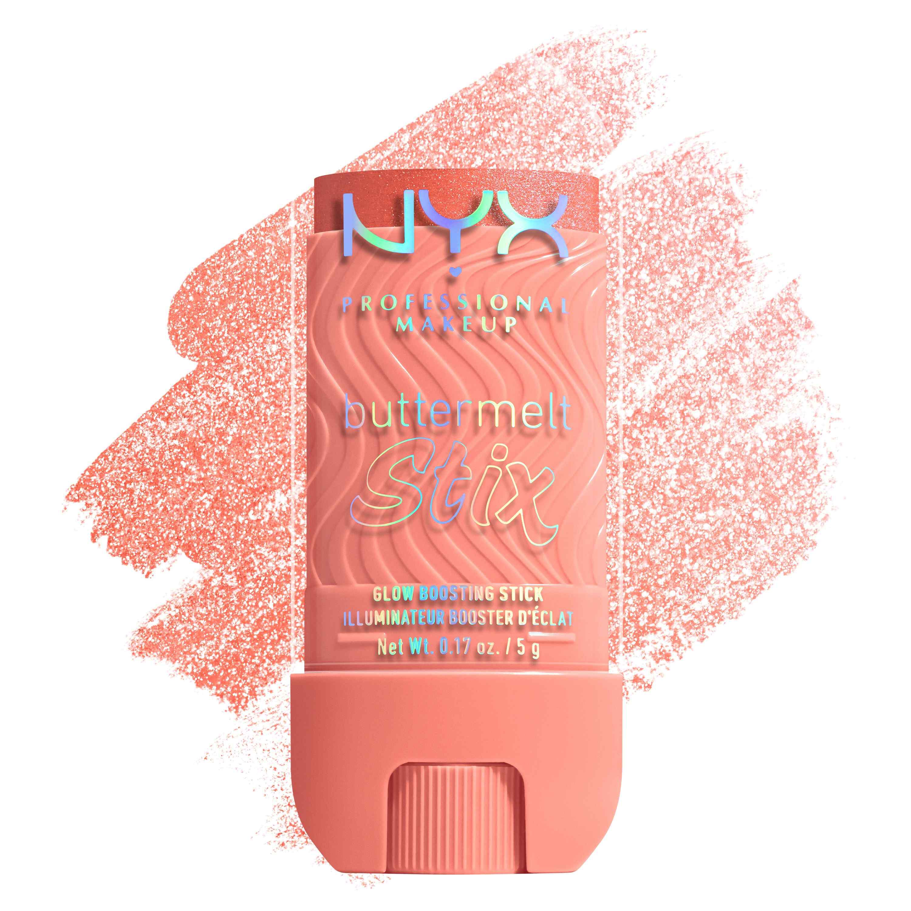 Buttermelt Stix packshot solider show on top of product swatch in shade 09 Melt Down