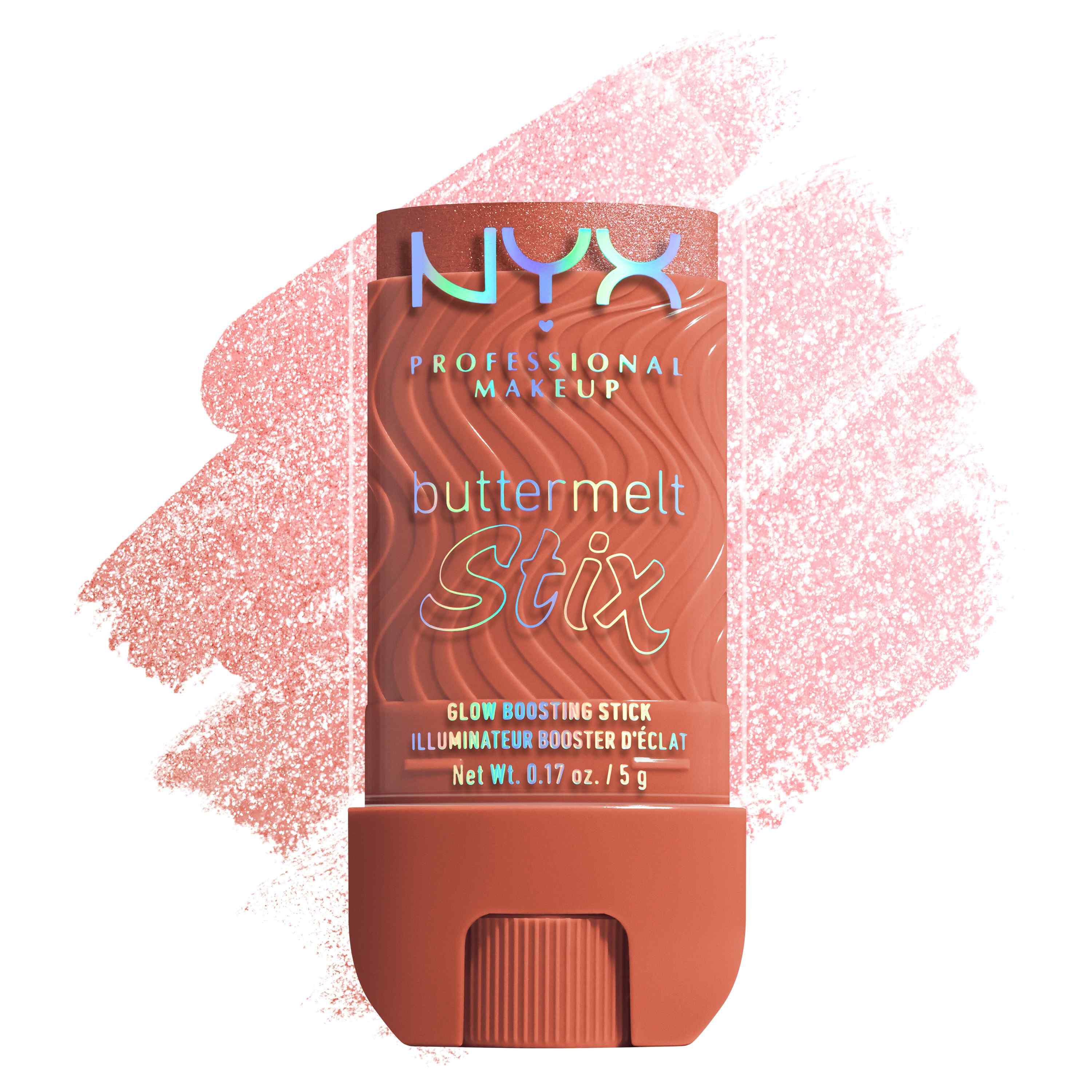 Buttermelt Stix packshot solider show on top of product swatch in shade 07 That's On Melt