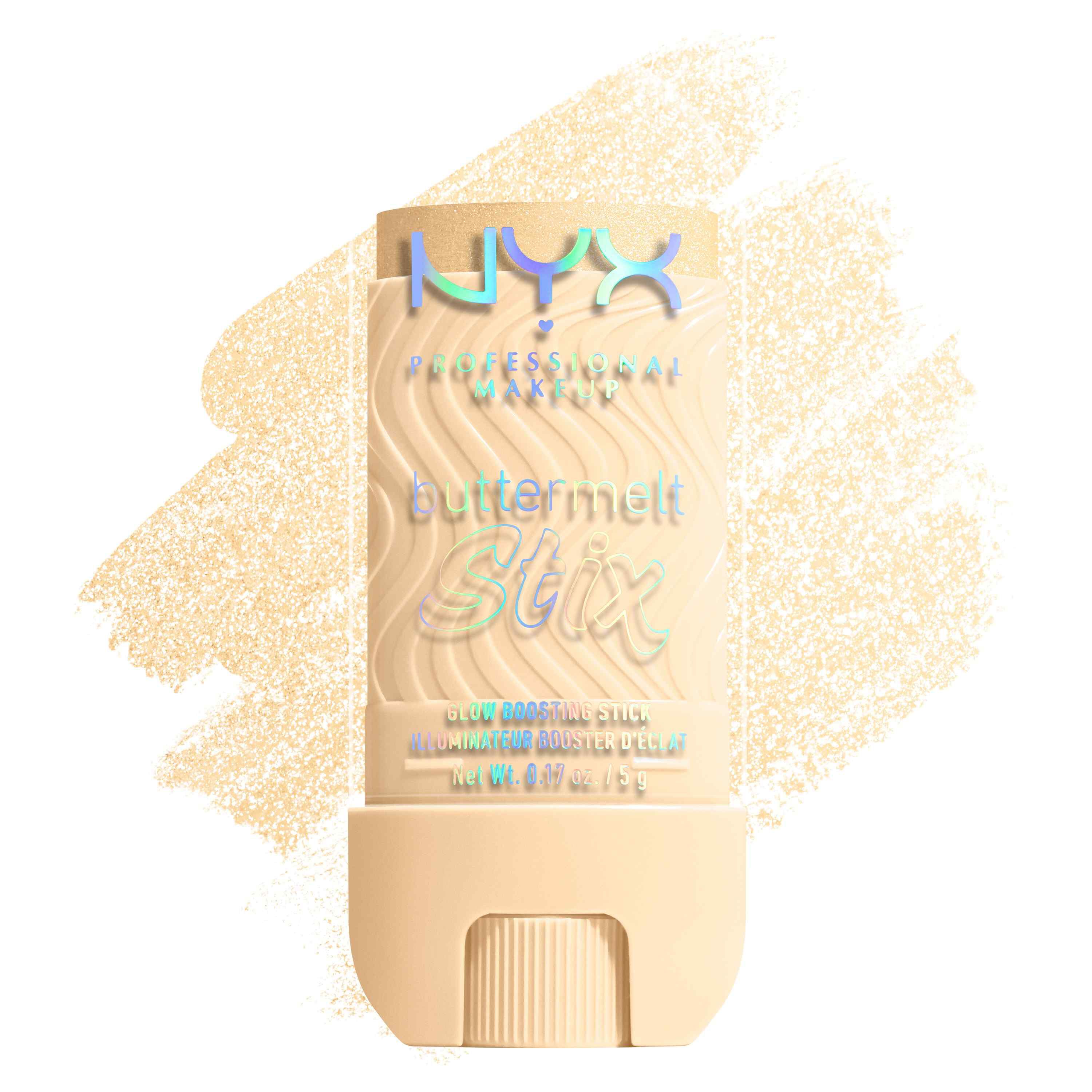 Buttermelt Stix packshot solider show on top of product swatch in shade 05 Sending Melt