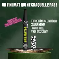 NYX Professional Makeup Party Animals Fat Matte Smooth Color Lipstick in Fatal Pout displayed upright, highlighting a soft, non-drying formula and smooth matte finish.