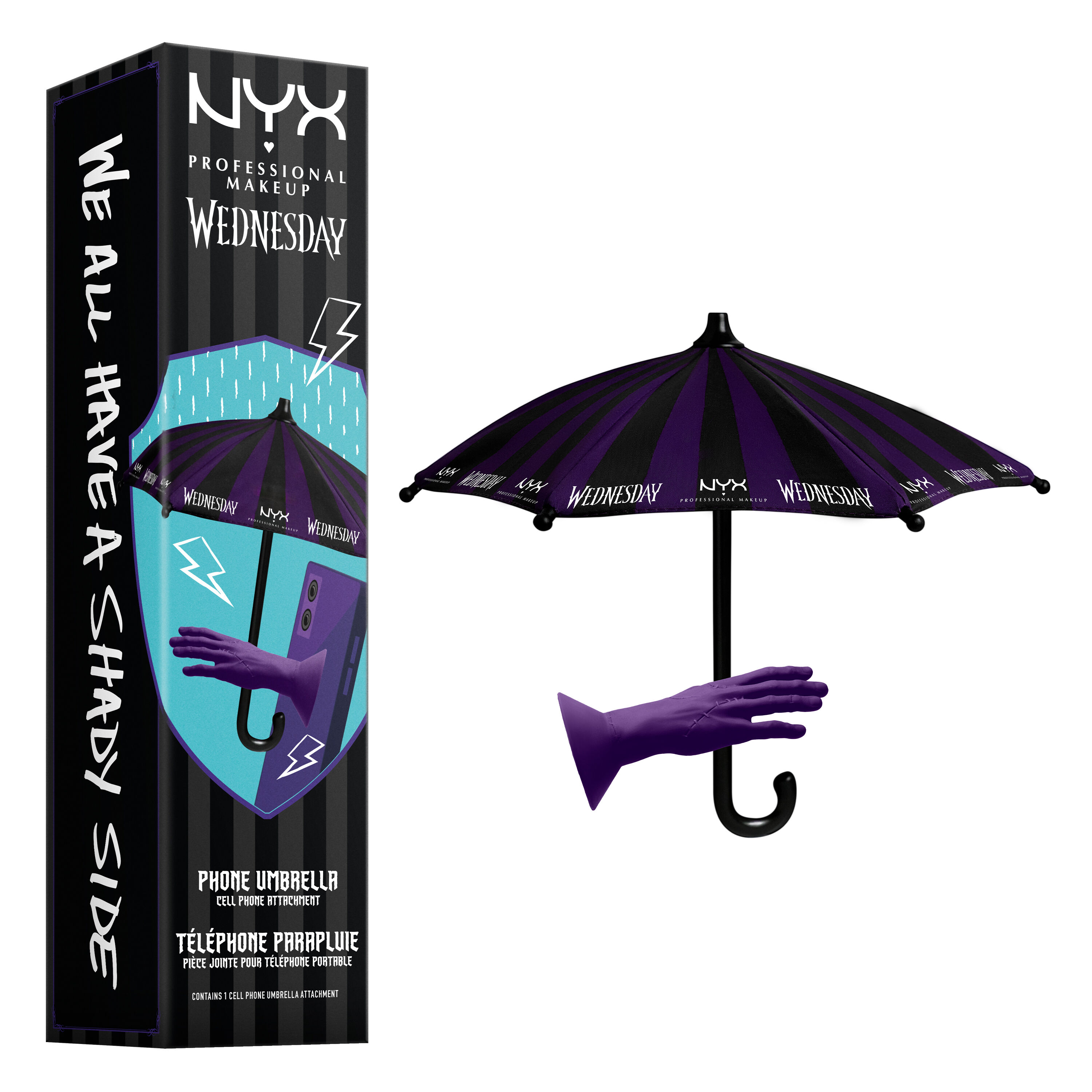 NYX Professional Makeup x Mercredi, Mini Parapluie pour Telephone